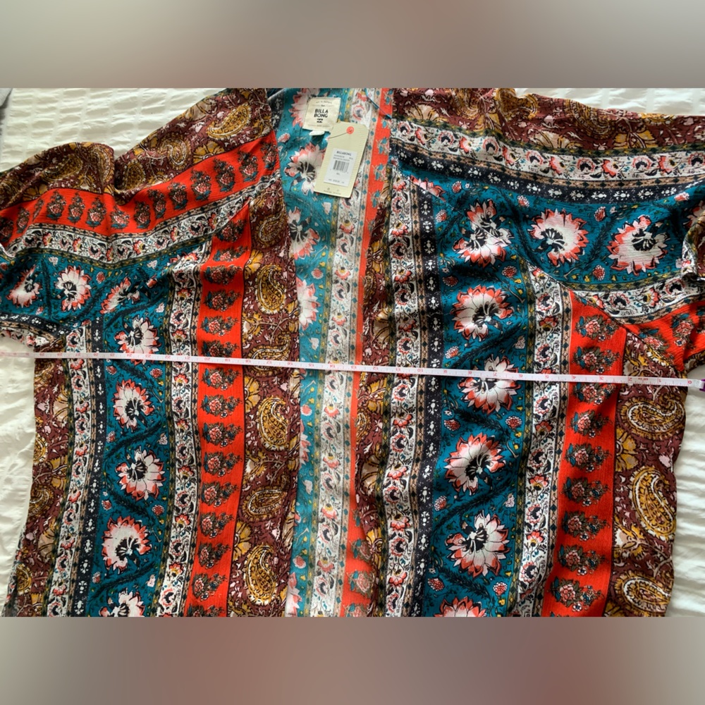 NWT Billabong Floral Teal and Coral Kimono - Picture 12 of 16